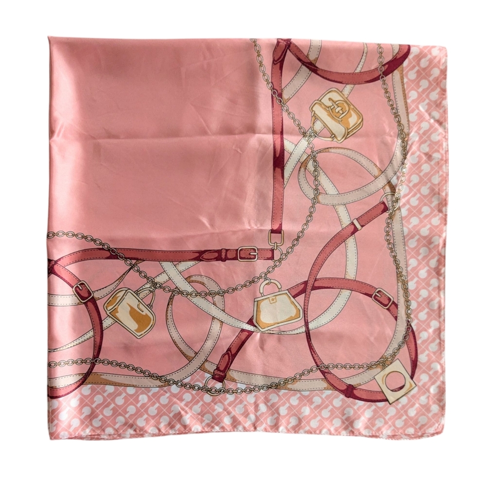 Corciova Pink Print Square Scarf